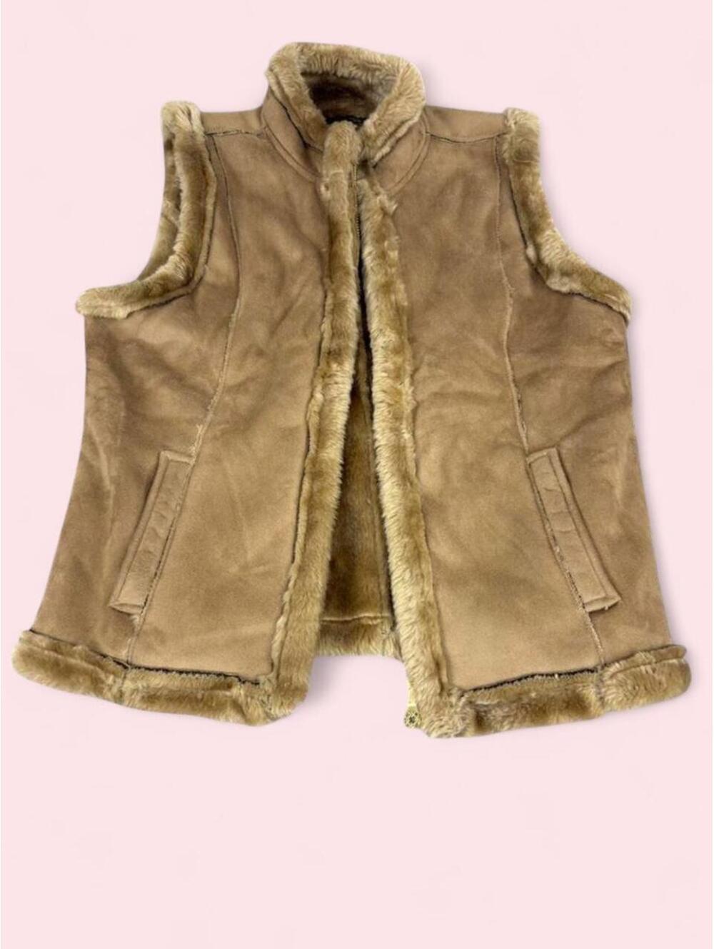 Jack by BB Dakota Faux Suede Fur Lined Vest Tan Size M